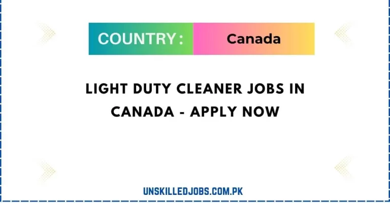 Light Duty Cleaner Jobs in Canada 2024 – Apply Now