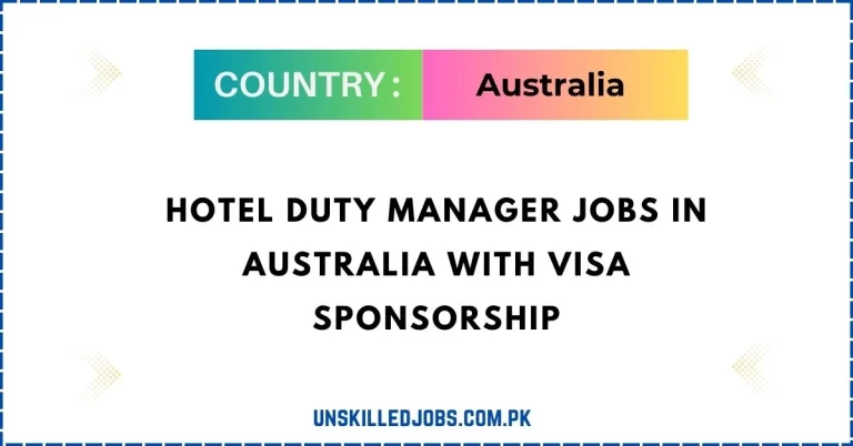 Hotel Duty Manager Jobs in Australia with Visa Sponsorship